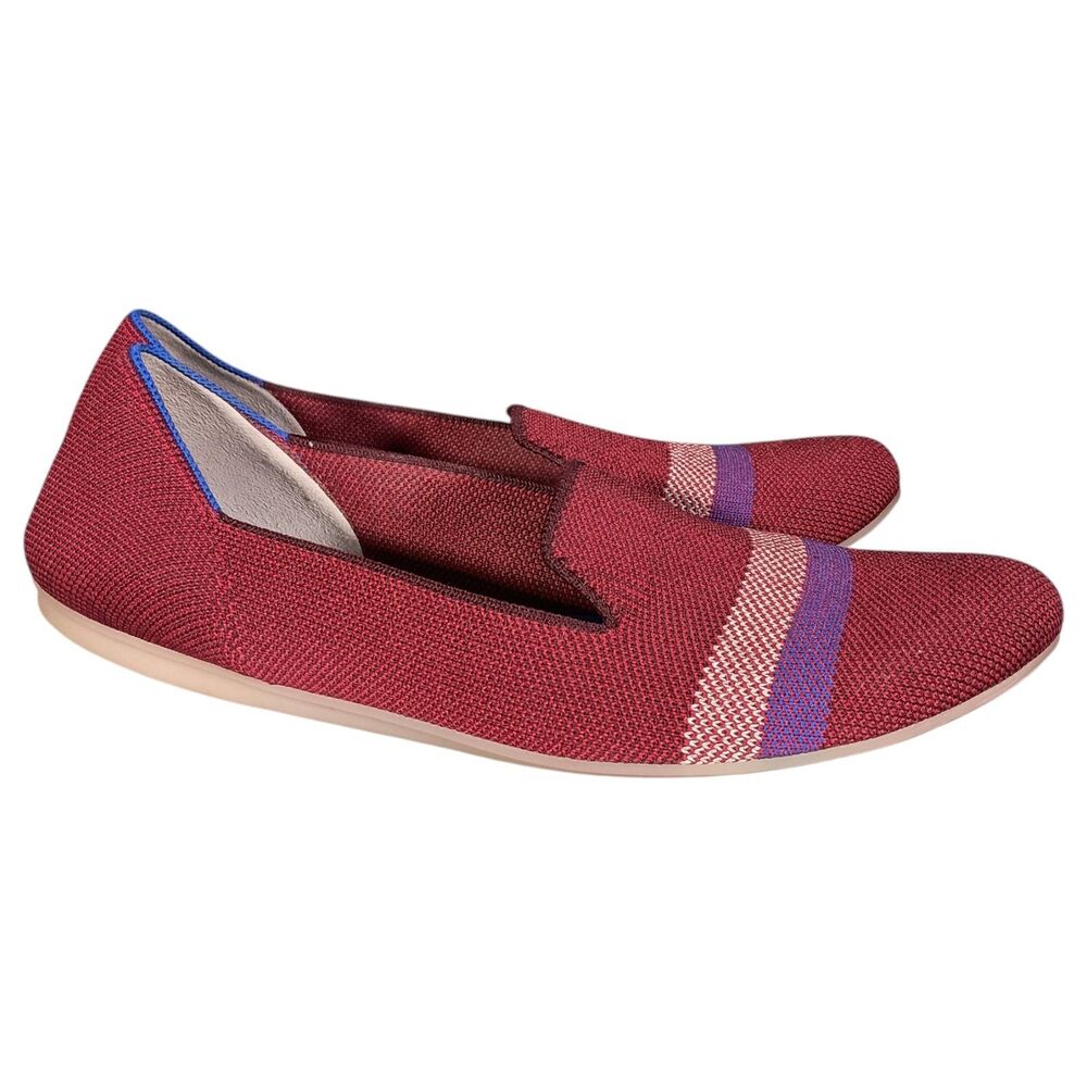 Rothy’s Garnet Reflective Stripe Loafer Limited Edition Womens 9 Burgundy Flats - Picture 2 of 11